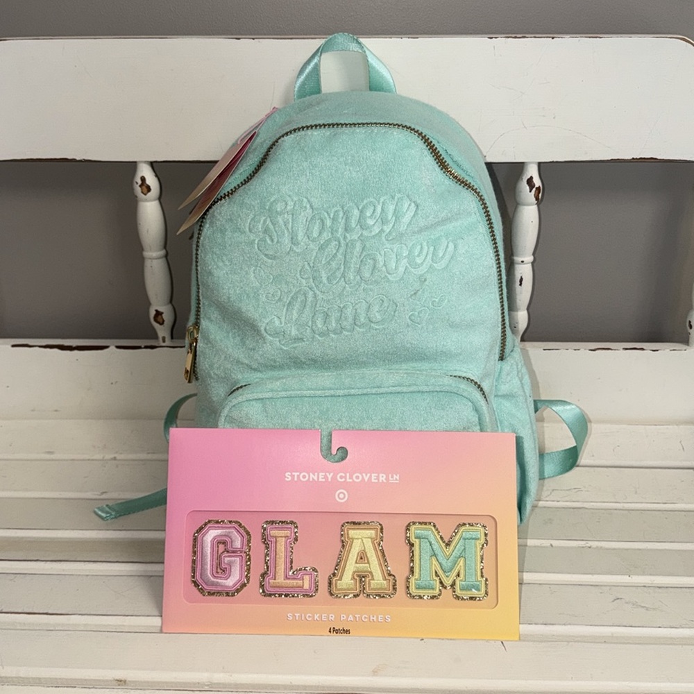 Stoney Clover LN Terry Cloth Embossed Backpack w/ GLAM Sticker Patches